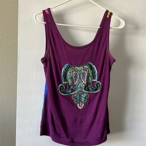 Custo Barcelona tank top. Multicolored, with a beautiful beaded elephant.